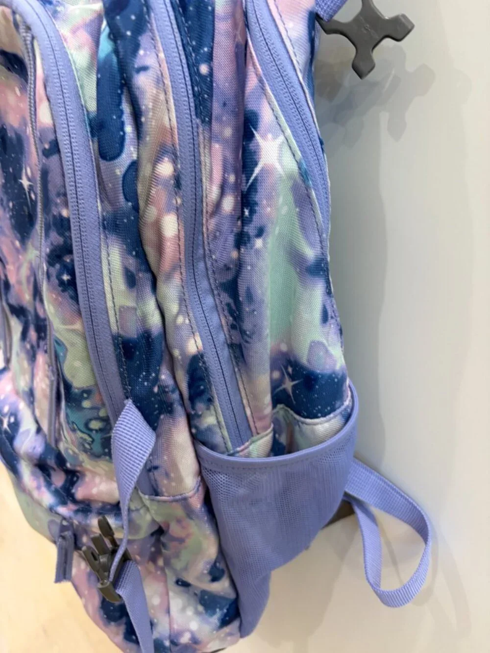 Lands' End Classmate XL Backpack & Insulated Lunchbox Lavender Galaxy EUC